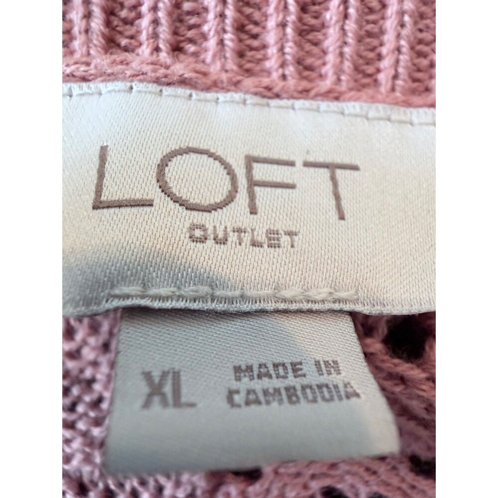 LOFT Outlet XL Peach Pink Pointelle Cardigan 100% Cotton Button Front Sweater - Picture 10 of 10